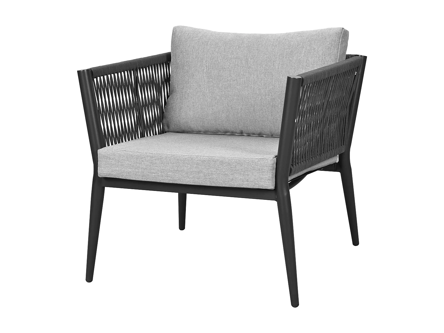 Zestaw mebli ogrodowych 5-osobowy - Zestaw leżaków ogrodowych - z lekkiej stali ocynkowanej - z liny - sofa - 2 fotele i stolik kawowy - Szary