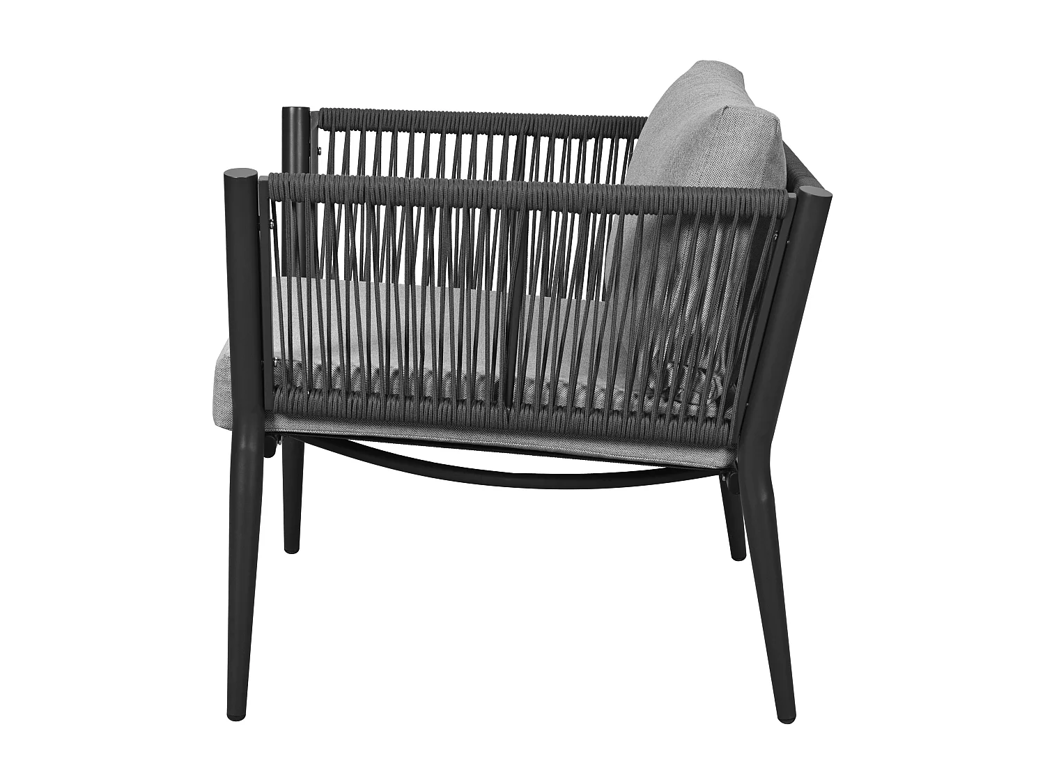 Zestaw mebli ogrodowych 5-osobowy - Zestaw leżaków ogrodowych - z lekkiej stali ocynkowanej - z liny - sofa - 2 fotele i stolik kawowy - Szary