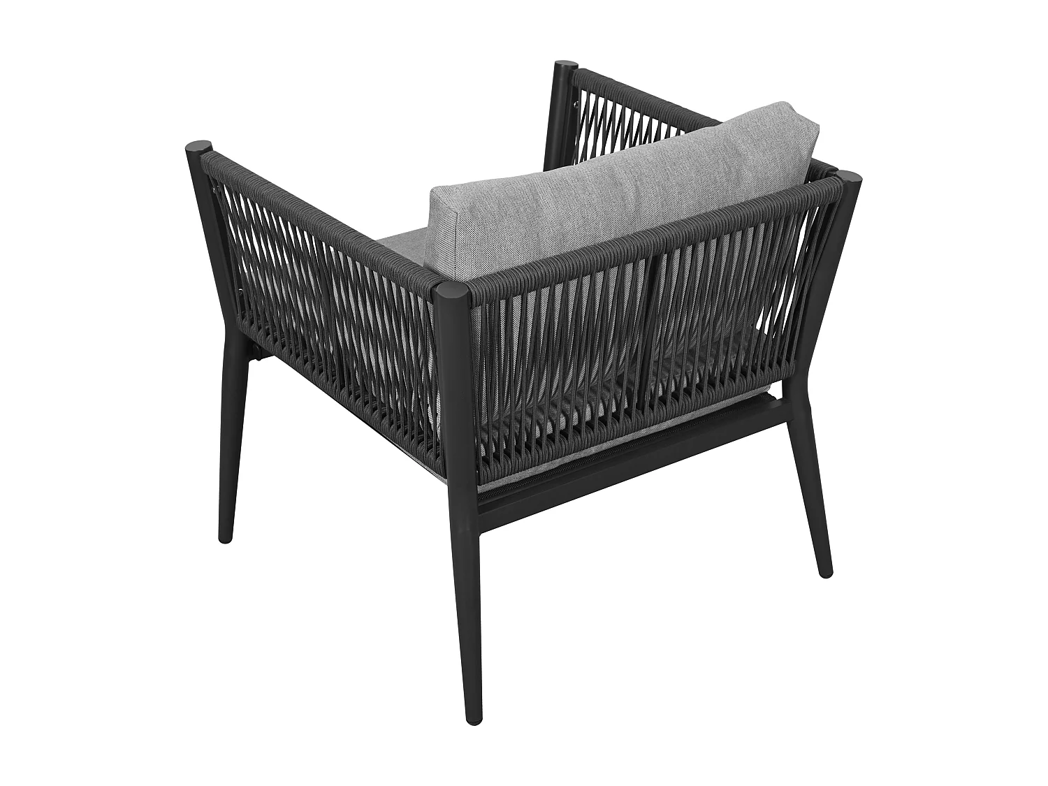 Zestaw mebli ogrodowych 5-osobowy - Zestaw leżaków ogrodowych - z lekkiej stali ocynkowanej - z liny - sofa - 2 fotele i stolik kawowy - Szary