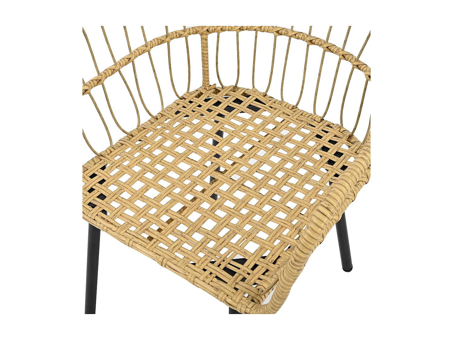 Möbelensemble für den Garten - geliefert mit 1 Esstisch - 2 Stühlen - 2 Hockern - Rattan - natürlich