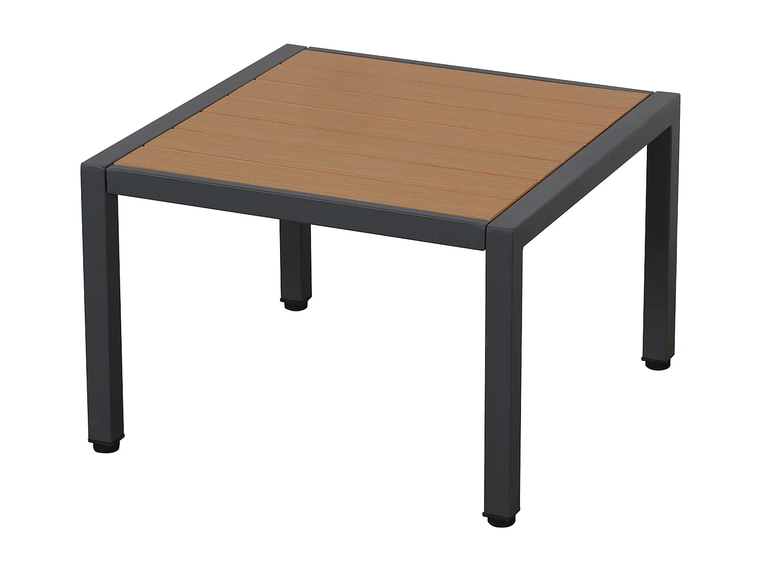 Salotto da giardino - 4 posti - in acciaio zincato - divano ad angolo - 1 tavolino aggiuntivo - 1 sgabello - piano in legno plastico - Grigio