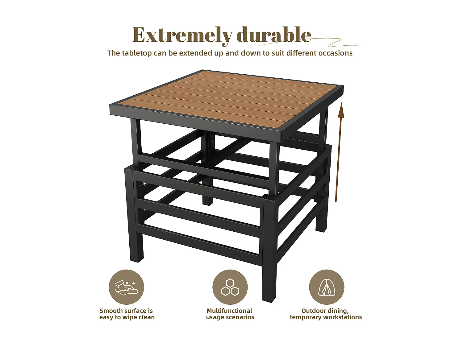 Tuinsalon - 4 plaatsen - van verzinkt staal - hoeksofa - 1 uitschuifbare bijzettafel - 1 kruk - Grijs