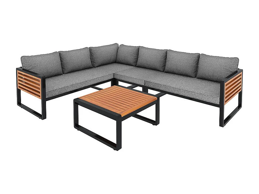 Salón de jardín 5 - 6 plazas - conjunto de muebles - con estructura en hierro galvanizado - 1 butaca - 1 mesa - Gris