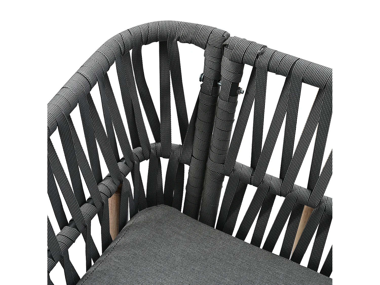 Tuinsalon - ensemble van tuinliegestoelen - 5 plaatsen - in touw - in verzinkt ijzer - canapé - 2 lage tafels - 2 fauteuils - Grijs