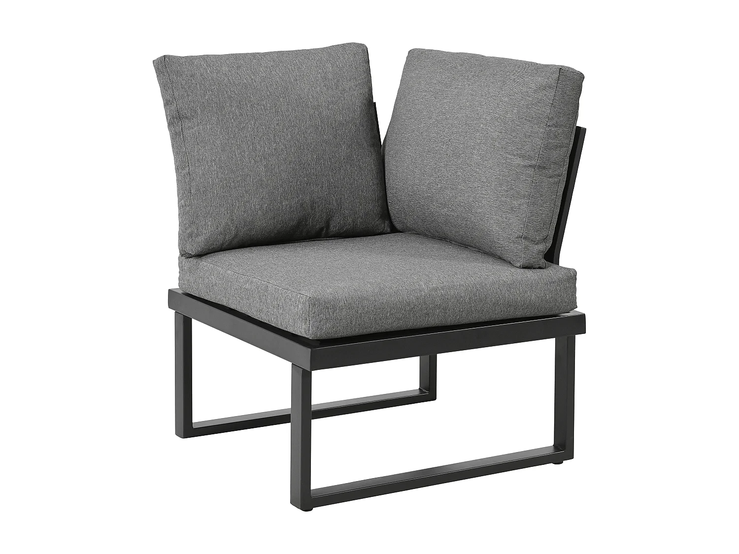 Garten-Salon - Möbelensemble - 6 Plätze - aus galvanisiertem Stahl - Ecksofa - 2 Tischchen - Holzplastikplatte - Grau