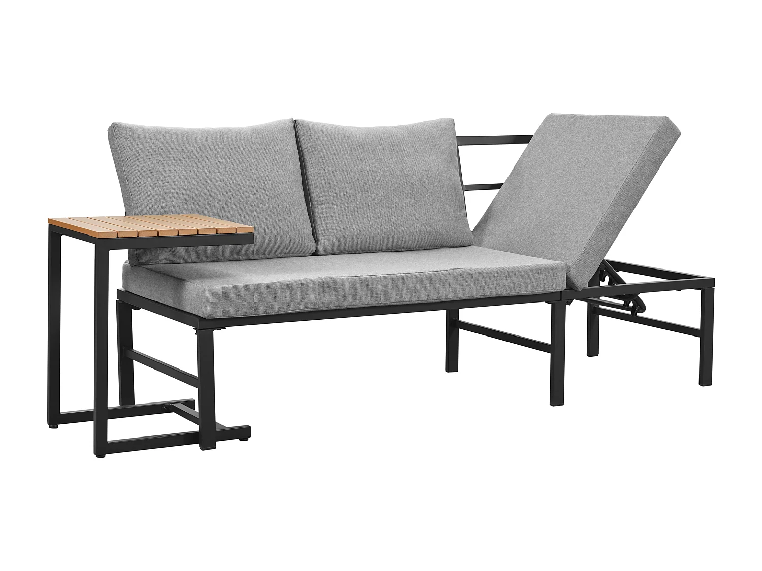 Tuinsalon - 3 plaatsen - in verzinkt staal - canapé - 1 bijzettafel - houtplastic plaat - Grijs