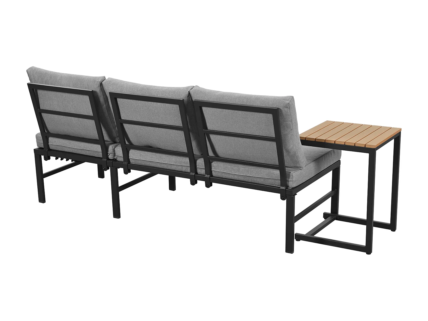 Tuinsalon - 3 plaatsen - in verzinkt staal - canapé - 1 bijzettafel - houtplastic plaat - Grijs