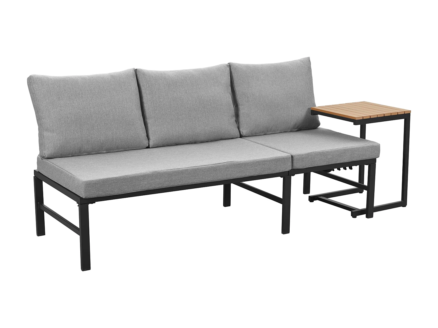 Tuinsalon - 3 plaatsen - in verzinkt staal - canapé - 1 bijzettafel - houtplastic plaat - Grijs