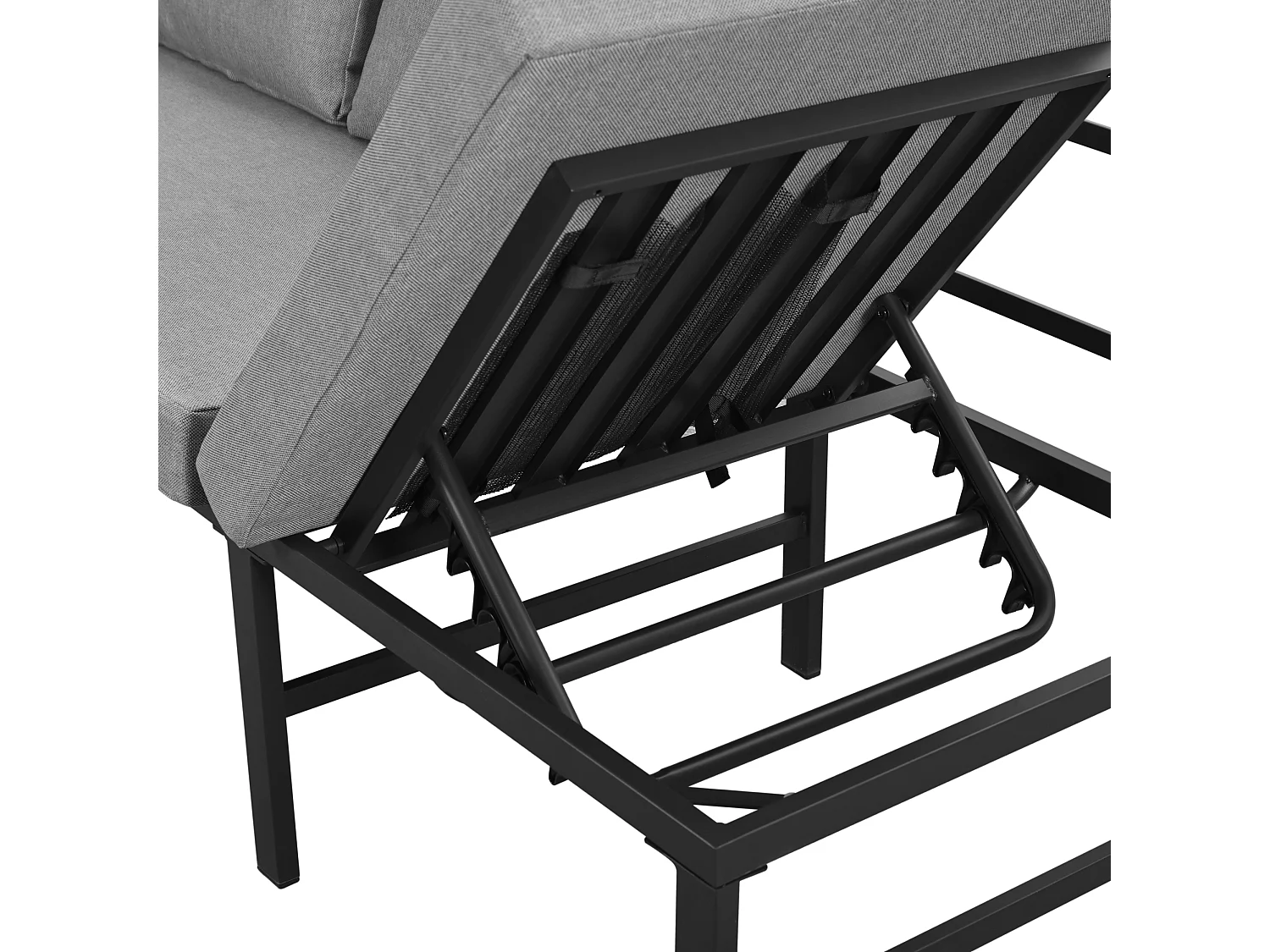 Tuinsalon - 3 plaatsen - in verzinkt staal - canapé - 1 bijzettafel - houtplastic plaat - Grijs