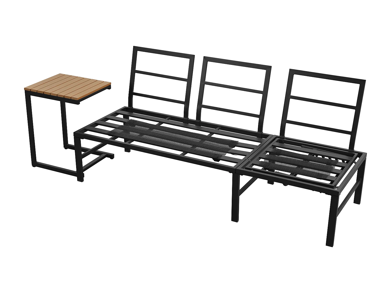 Tuinsalon - 3 plaatsen - in verzinkt staal - canapé - 1 bijzettafel - houtplastic plaat - Grijs