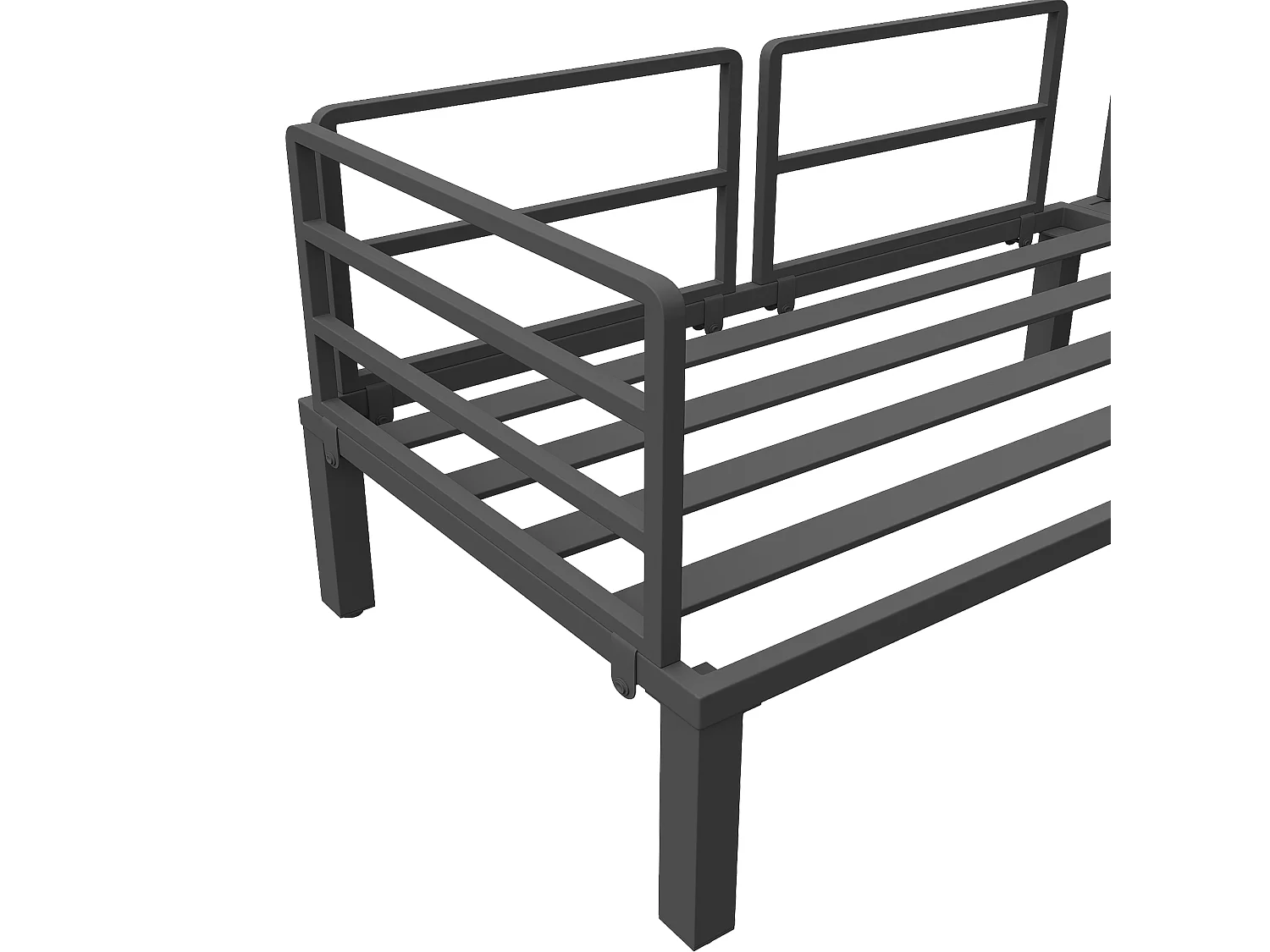 Salon de jardin en fer galvanisé 4 places - 2 canapés, 1 tables basse en verre trempé - avec coussins - Gris