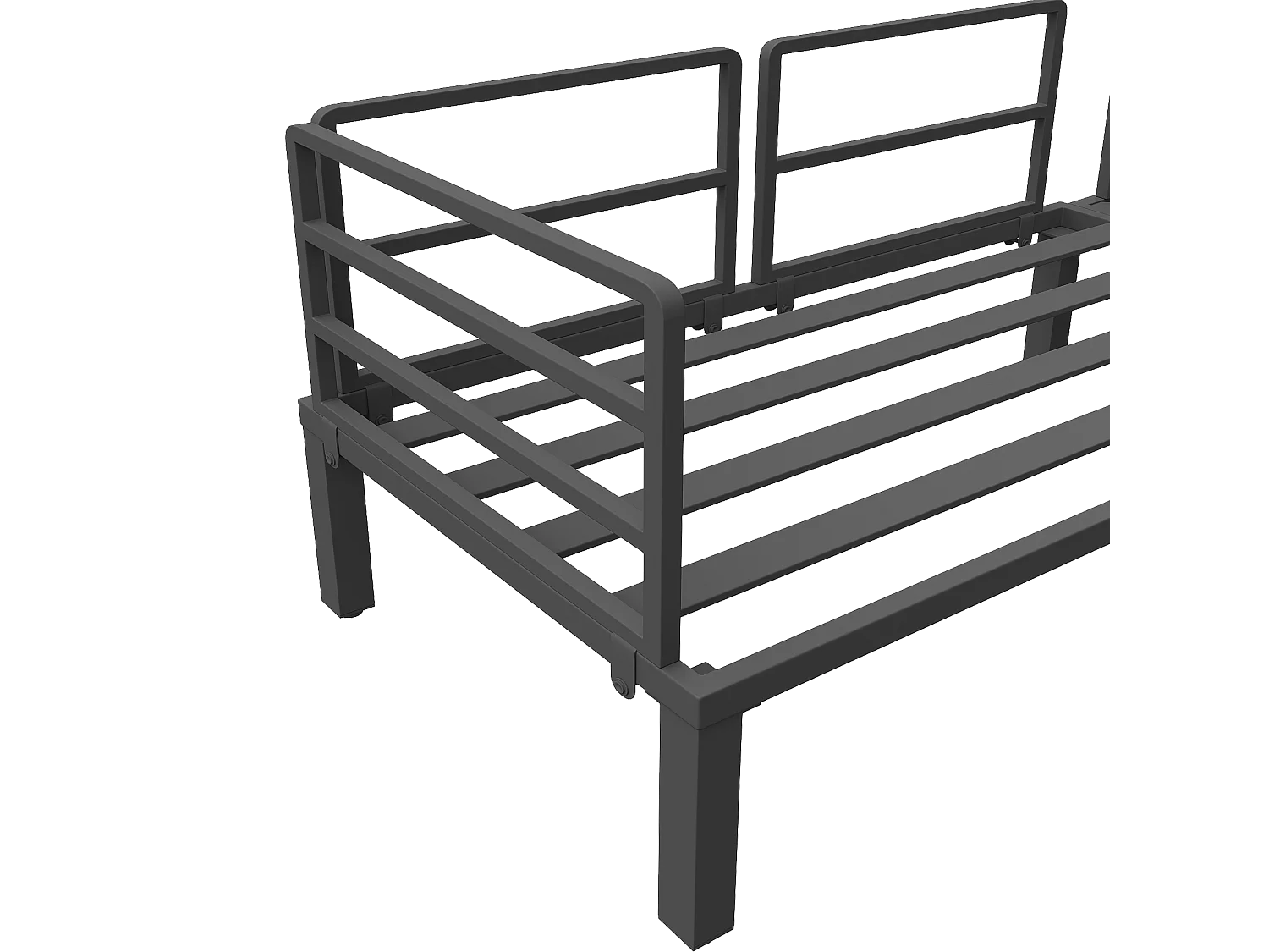 Zestaw mebli ogrodowych z ocynkowanej stali na 4 osoby - 2 sofy, 1 stół kawowy ze szkła hartowanego - z poduszkami - Szary