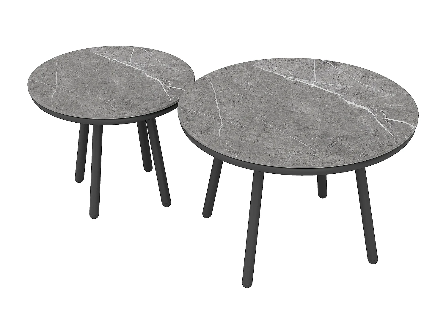 Salon de jardin en corde pour 4 personnes, structure en fer galvanisé, pieds réglables, 1 canapé - 1 chaise de canapé - 1 fauteuil et 2 tables basses, gris