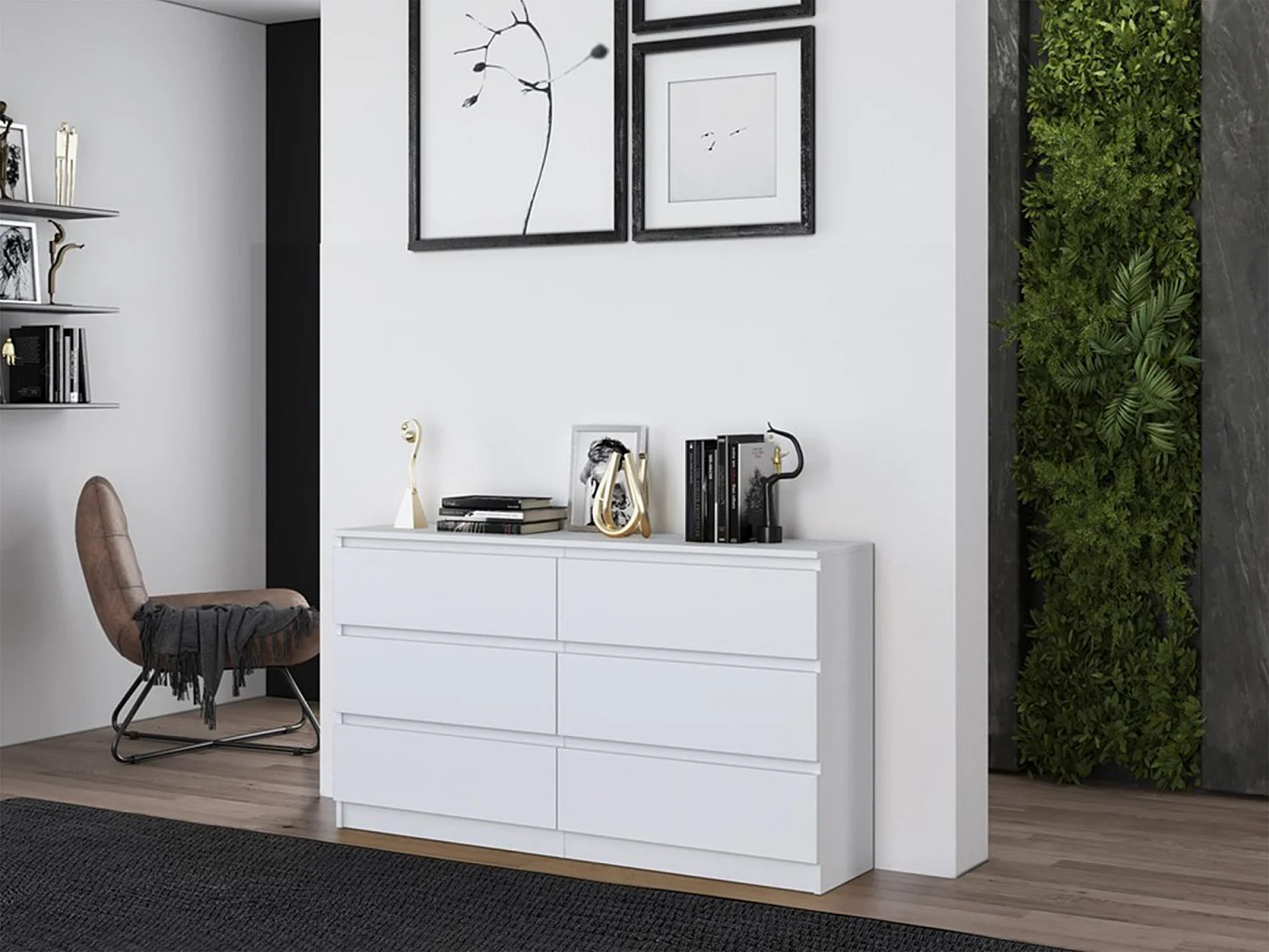 Commode à six tiroirs - 138 cm - blanc - MALWA