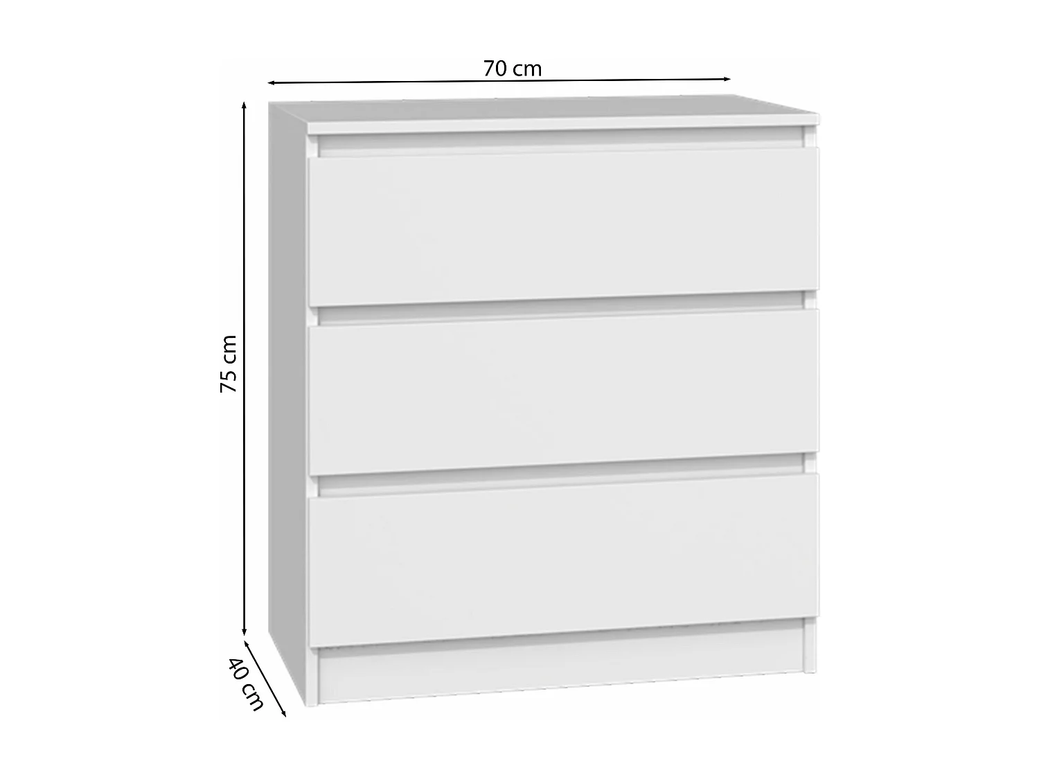 Commode à trois tiroirs - 70 cm - grège - MALWA