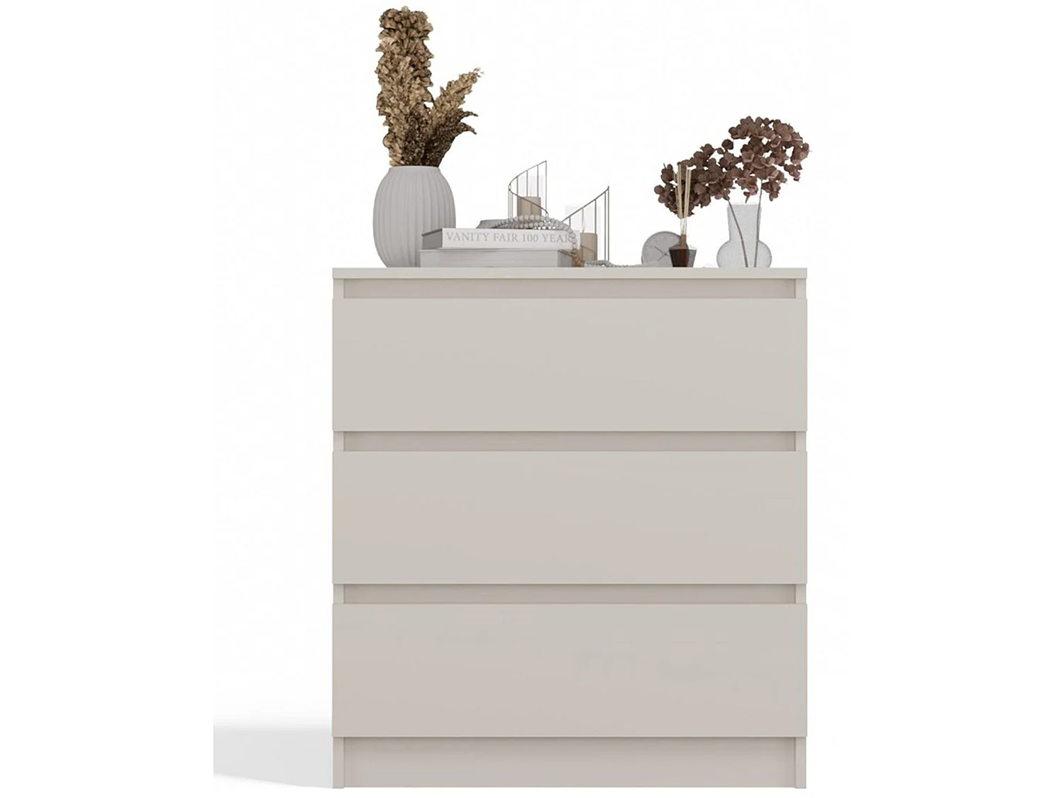 Commode à trois tiroirs - 70 cm - grège - MALWA