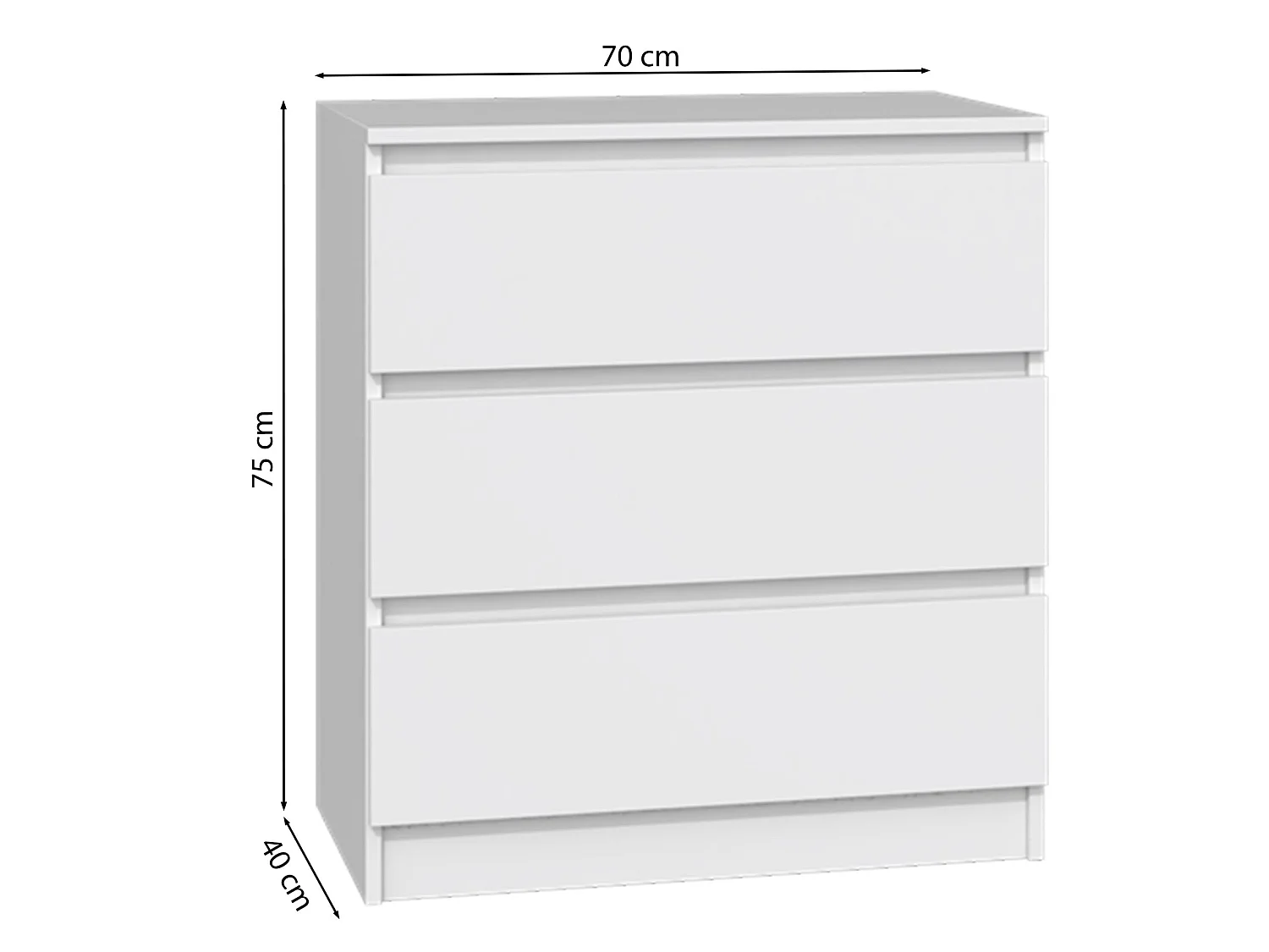 Commode à trois tiroirs - 70 cm - grège - MALWA