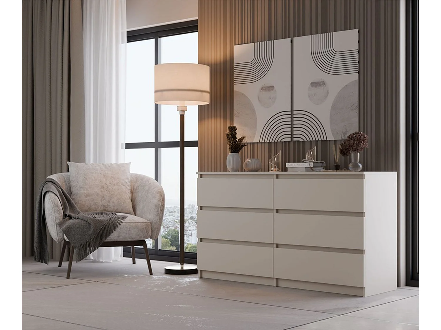 Zesladenkast - 138 cm - greige - MALWA