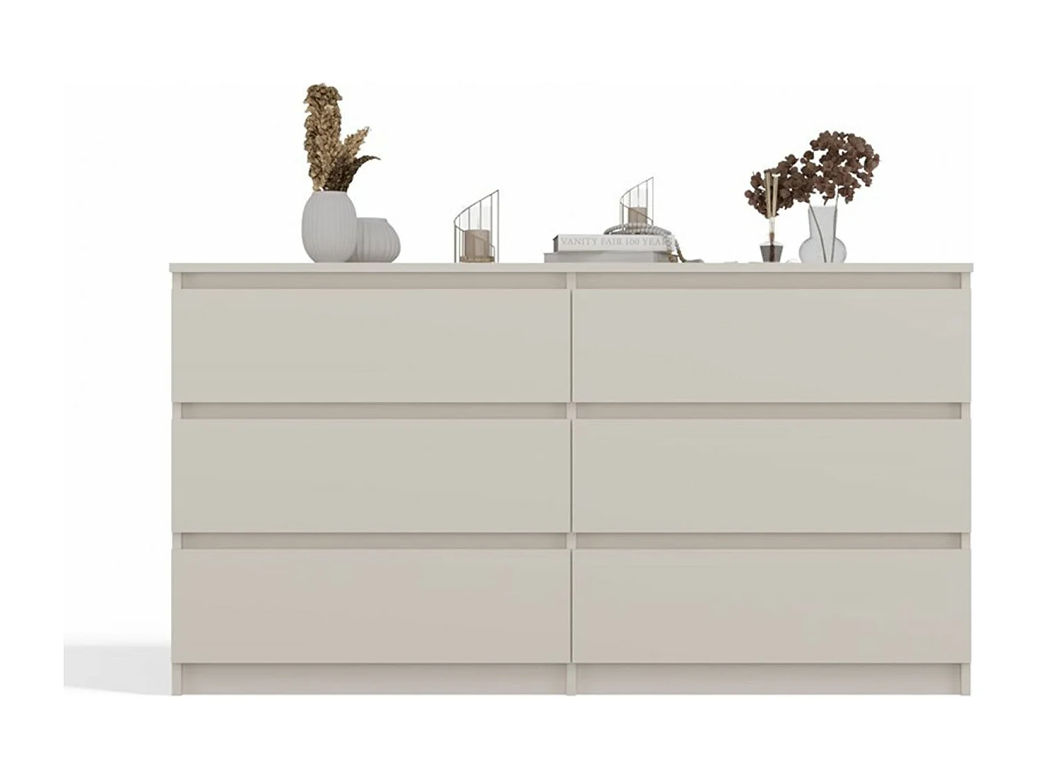 Commode à six tiroirs - 138 cm - grège - MALWA