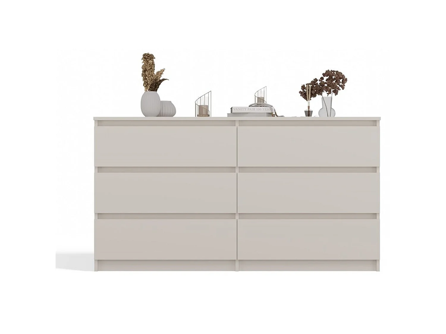 Commode à six tiroirs - 138 cm - grège - MALWA