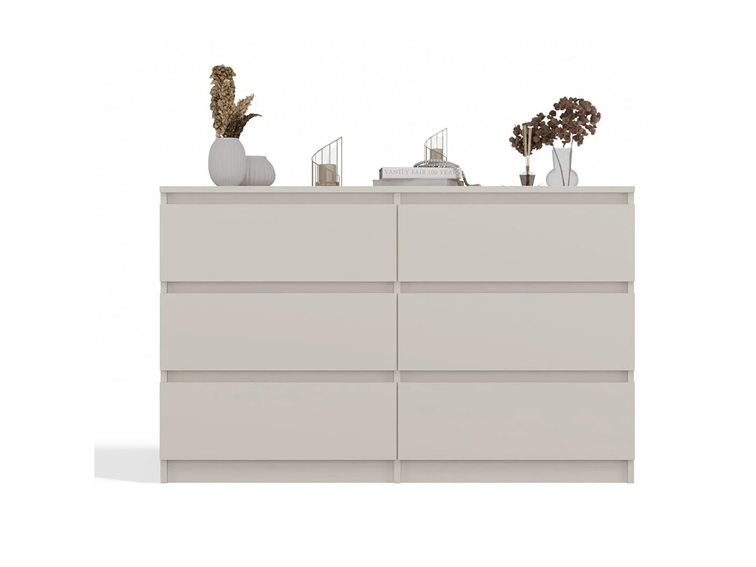 Commode à six tiroirs - 120 cm - grège - MALWA