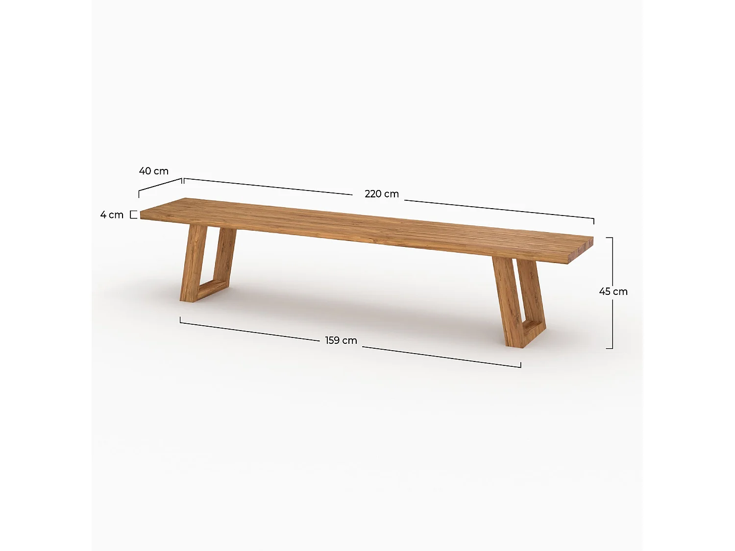 Panca da giardino in legno di teak riciclato 220 cm - Luma