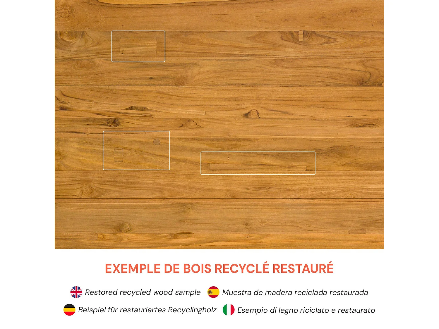 Banco de jardín de madera de teca reciclada 220 cm - Luma