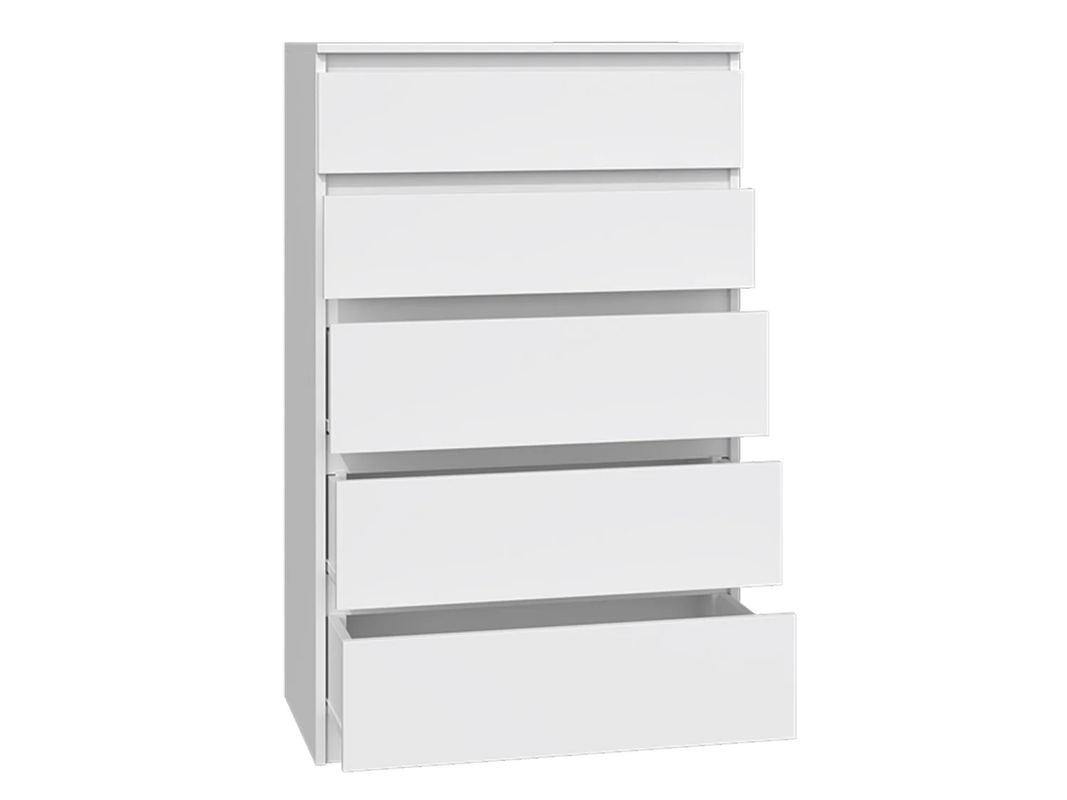 Commode à cinq tiroirs - 70 cm - blanc - MALWA