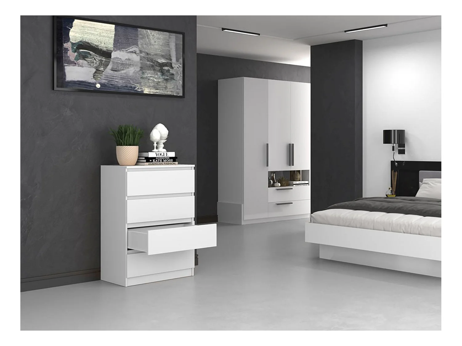 Kommode mit vier Schubladen - weiß - MALWA