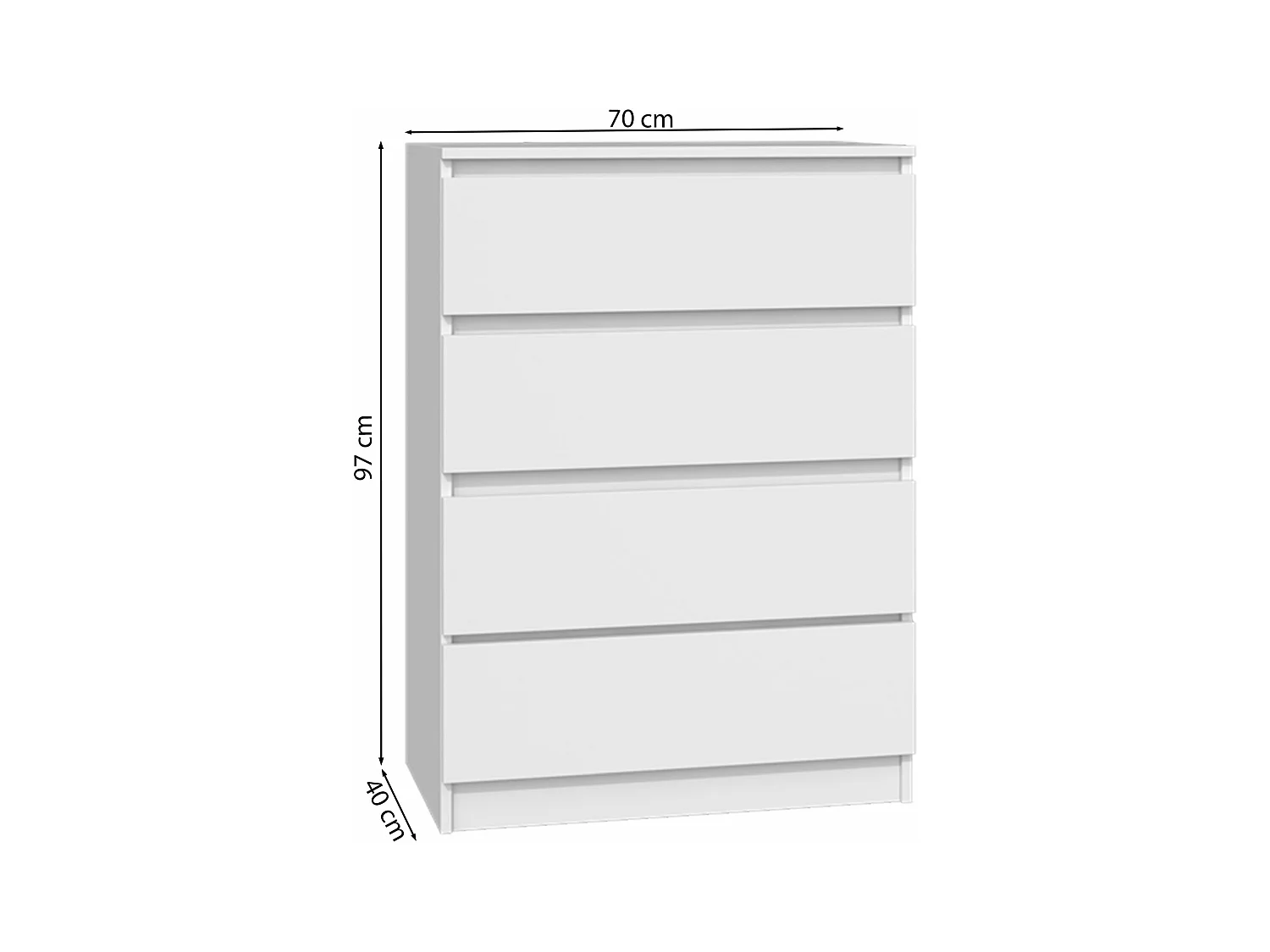 Kommode mit vier Schubladen - weiß - MALWA