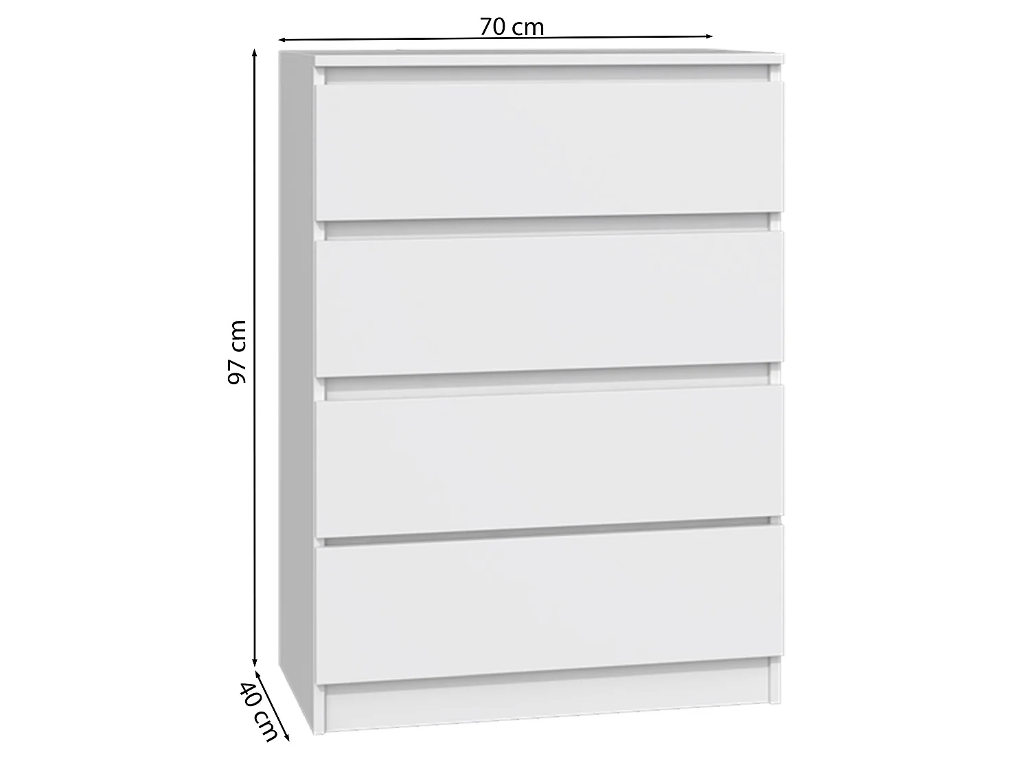 Commode à quatre tiroirs - 70 cm - grège - MALWA