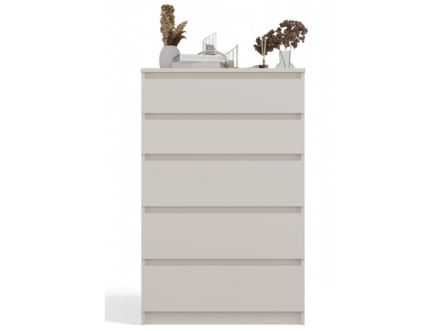 Commode à cinq tiroirs - 70 cm - grège - MALWA
