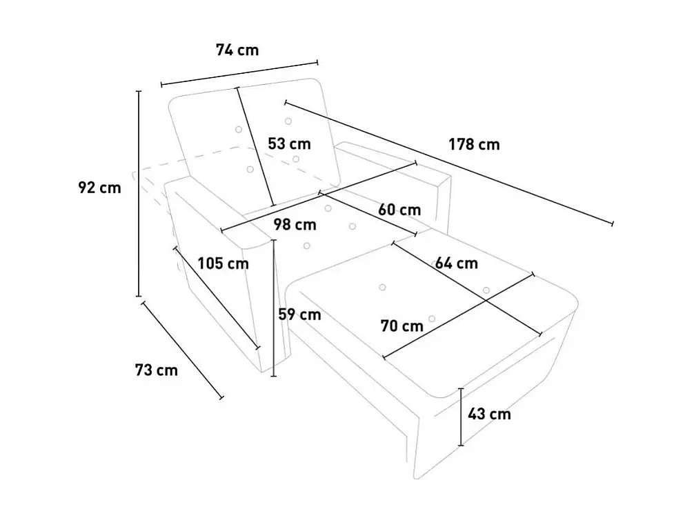 Fauteuil-lit peu encombrant avec accoudoirs au design moderne Zeta