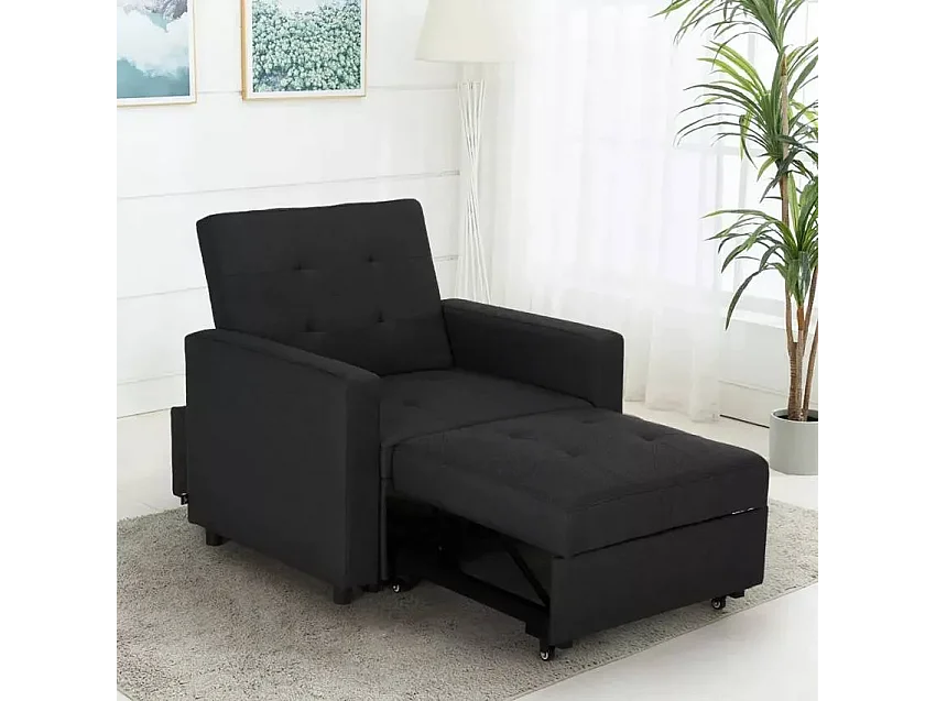 Platzsparendes modernes Design Einzelsessel Bett mit Armlehnen Brooke - Schwarz