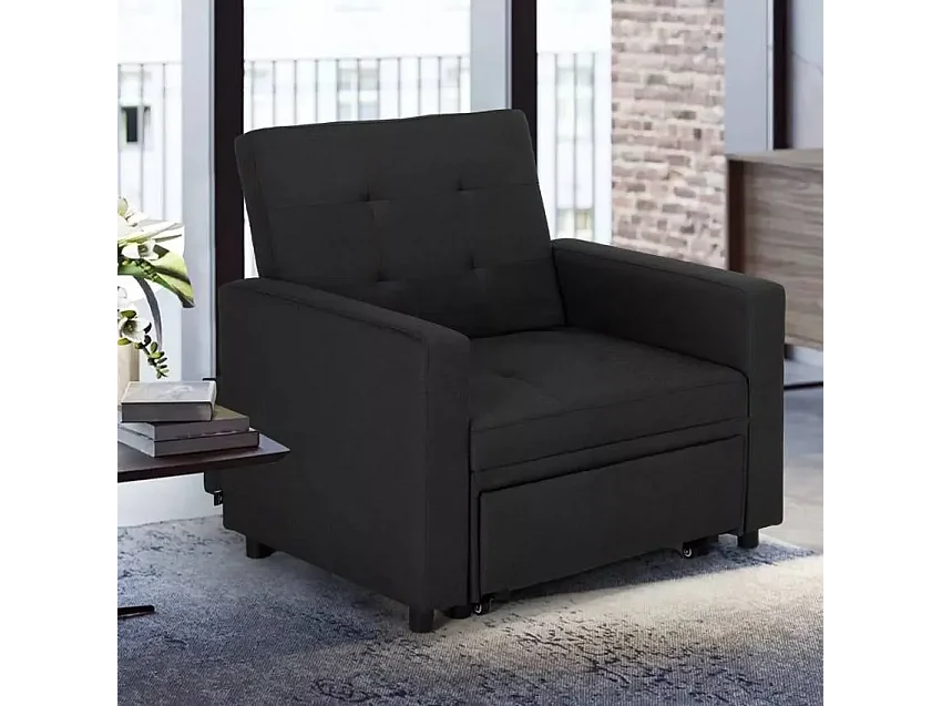 Platzsparendes modernes Design Einzelsessel Bett mit Armlehnen Brooke - Schwarz