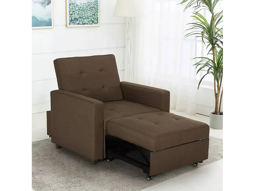 Platzsparendes modernes Design Einzelsessel Bett mit Armlehnen Brooke - Braun