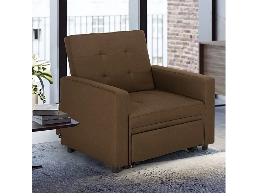 Platzsparendes modernes Design Einzelsessel Bett mit Armlehnen Brooke - Braun