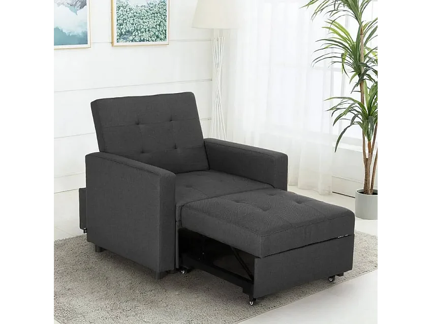 Platzsparendes modernes Design Einzelsessel Bett mit Armlehnen Brooke - Grau