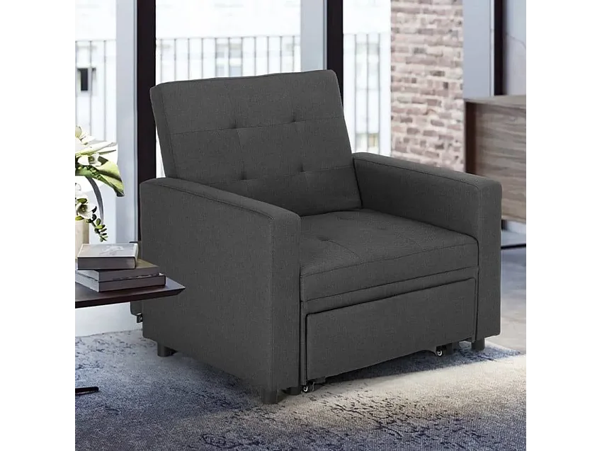 Platzsparendes modernes Design Einzelsessel Bett mit Armlehnen Brooke - Grau