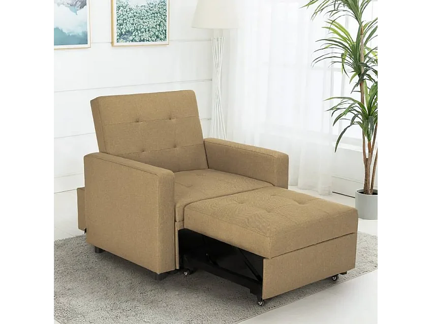 Platzsparendes modernes Design Einzelsessel Bett mit Armlehnen Brooke - Beige