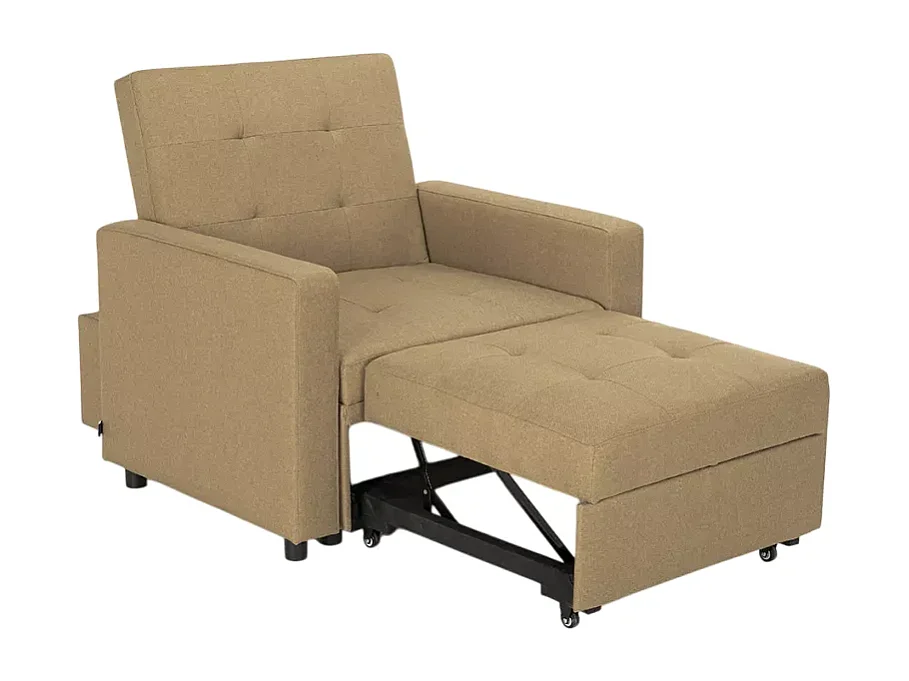 Platzsparendes modernes Design Einzelsessel Bett mit Armlehnen Brooke - Beige