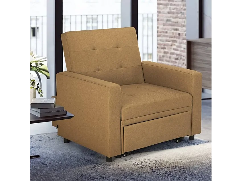 Platzsparendes modernes Design Einzelsessel Bett mit Armlehnen Brooke - Beige