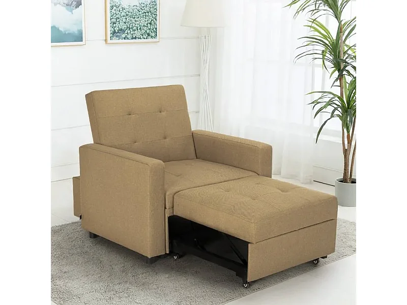 Sillón cama individual con reposabrazos de diseño moderno Brooke - Beige