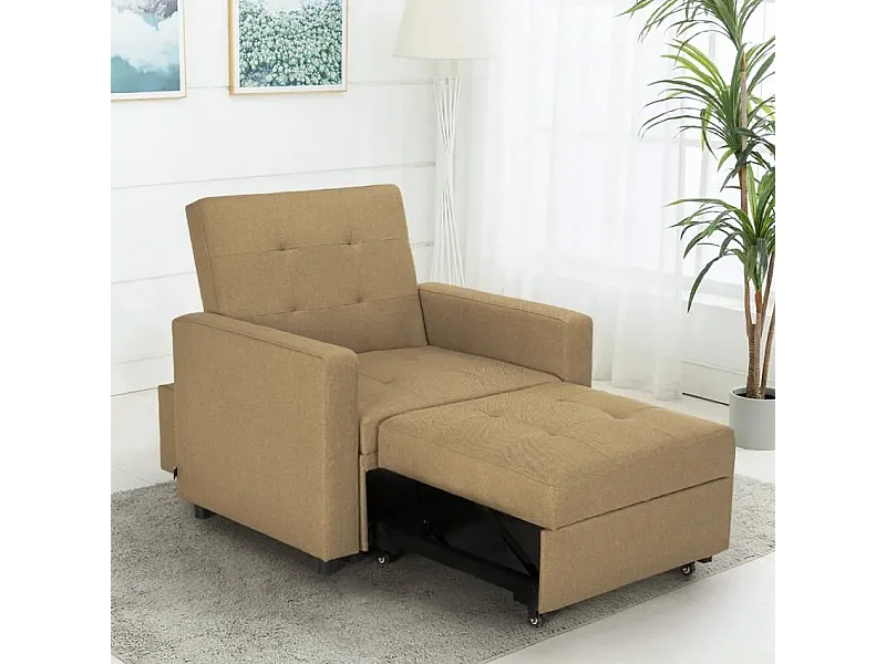 Platzsparendes modernes Design Einzelsessel Bett mit Armlehnen Brooke - Beige