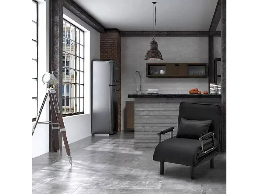 Deborah klappbarer Schlafsessel aus Stoff - Schwarz