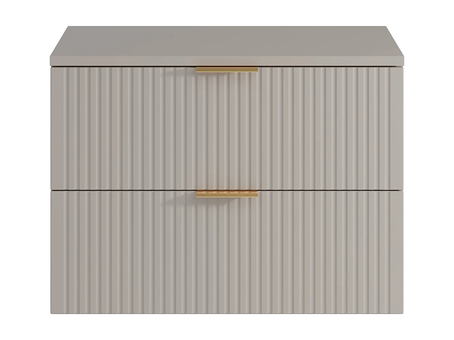 Meuble de salle de bain suspendu strié avec vasque à poser carrée - Beige - 80 cm - ZEVARA