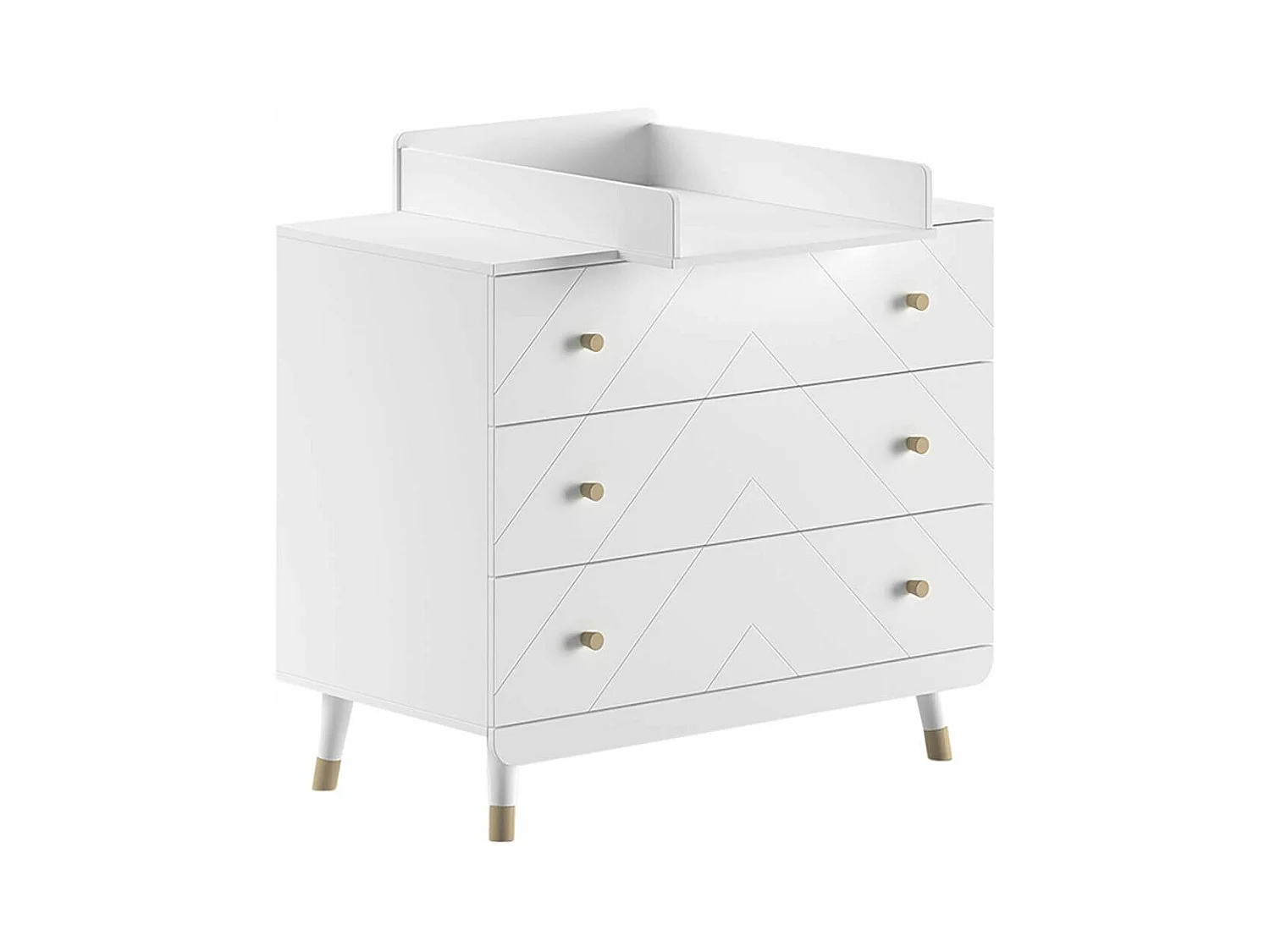 TINY WHITE - Table à langer et Commode 3 Tiroirs Motif Graphique
