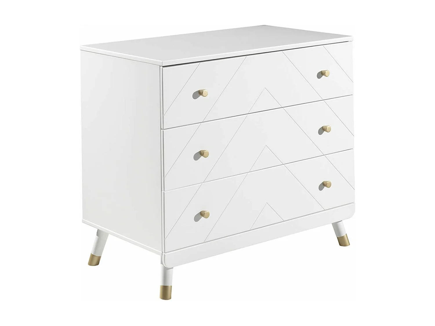 TINY WHITE - Table à langer et Commode 3 Tiroirs Motif Graphique