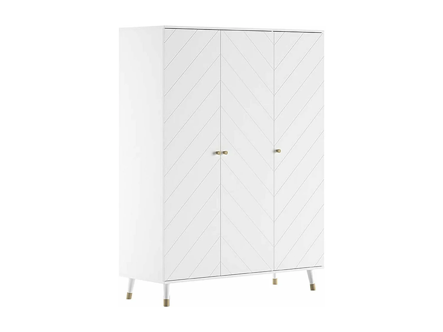 TINY WHITE - Chambre avec lit bébé vert + table à langer + Armoire 3 Portes