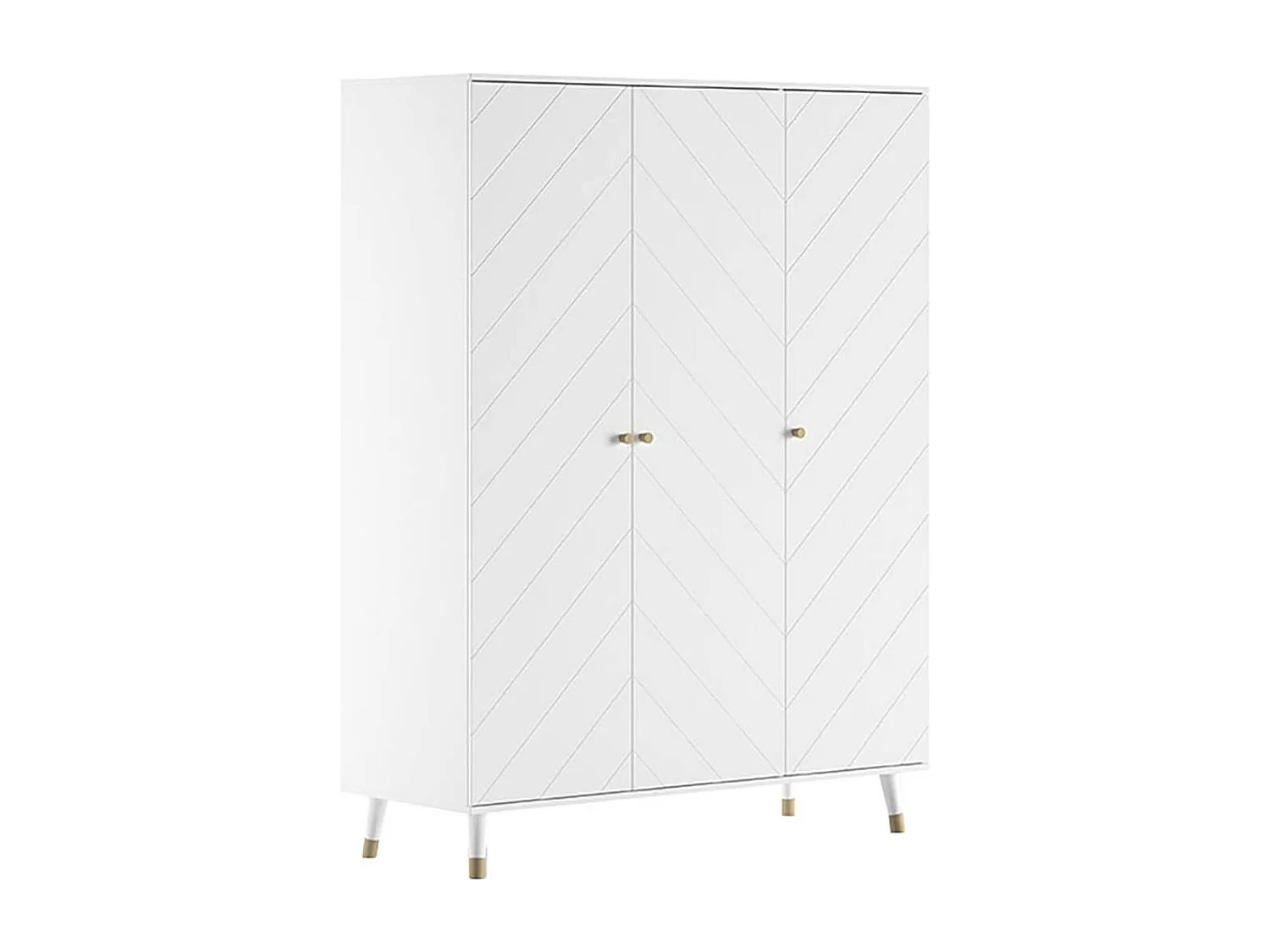 TINY WHITE - Chambre avec lit bébé blanc + table à langer + Armoire 3 Portes